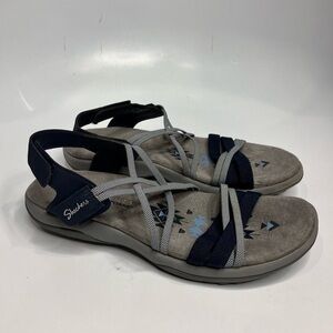 Skechers Reggae slim sandals navy blue gray size 7